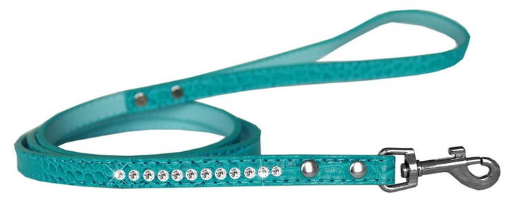 Clear Jewel Croc Leash Turquoise 1/2'' wide x 4' long